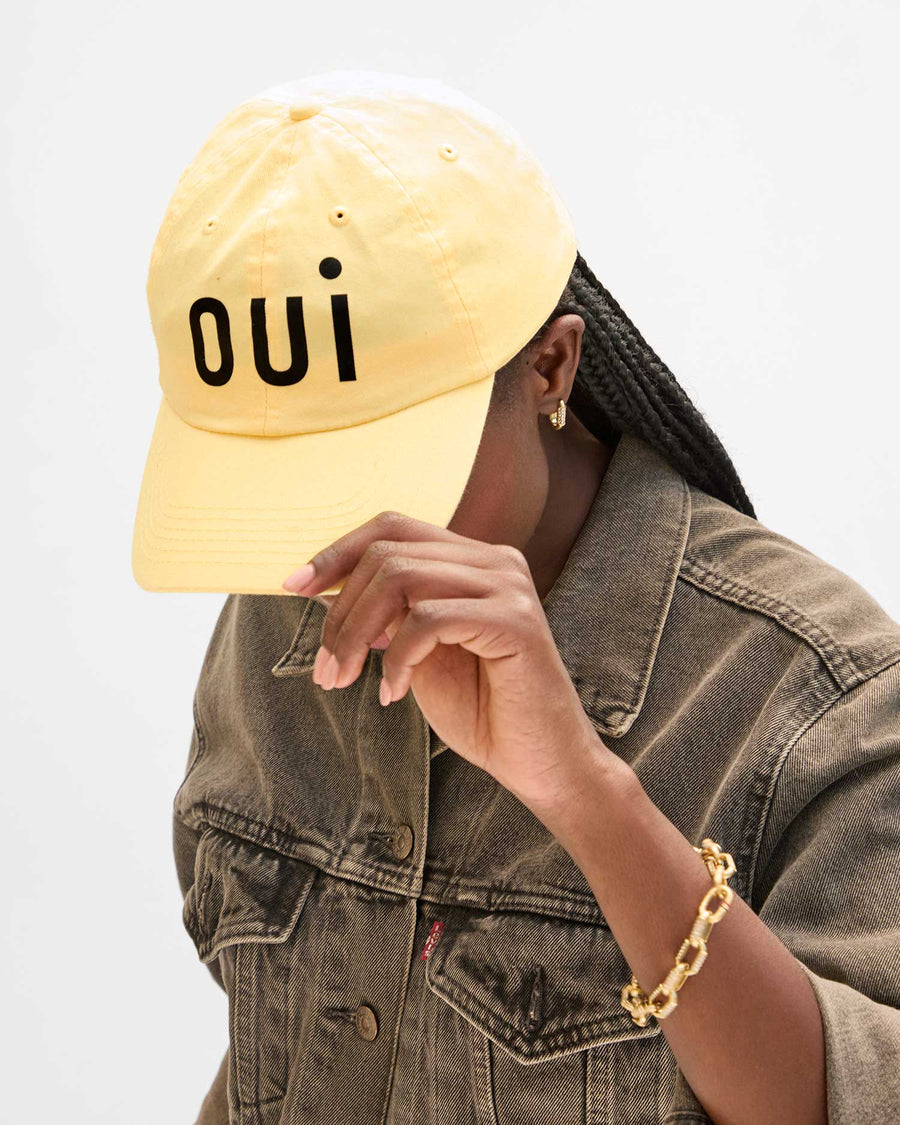 Baseball Hat - Butter w/ Printed Black Oui