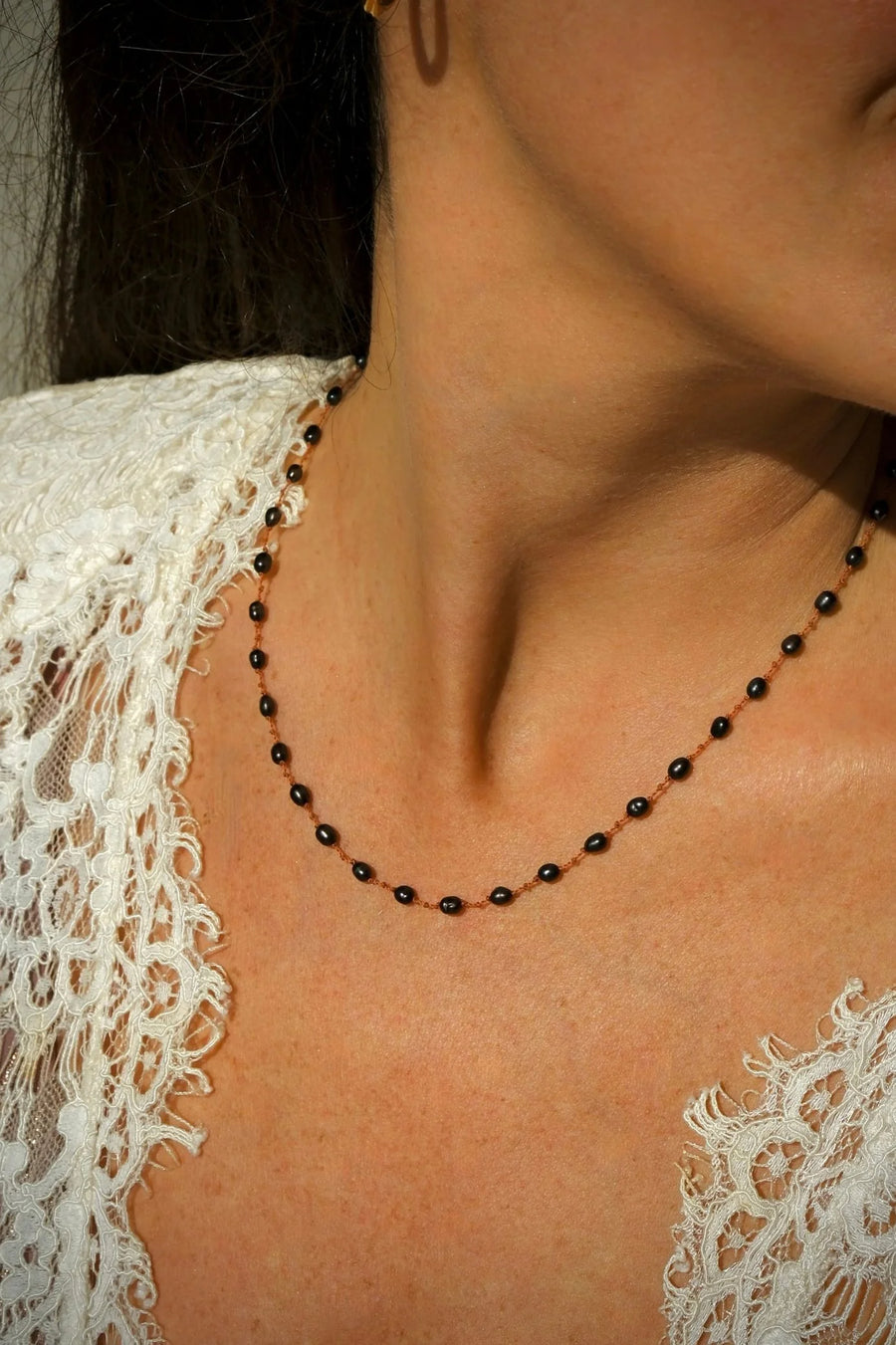 Bird Necklace - Grey Freshwater Pearl