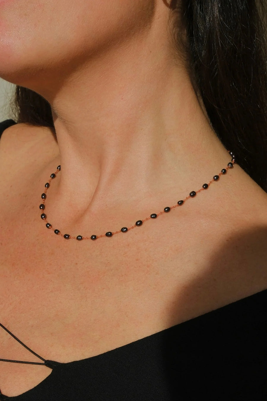 Bird Necklace - Grey Freshwater Pearl