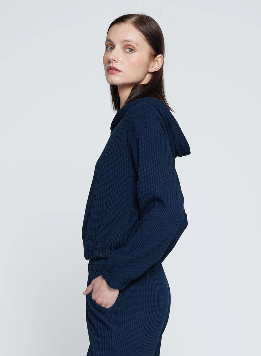 Luxe Thermal Zip Hoodie - New Navy