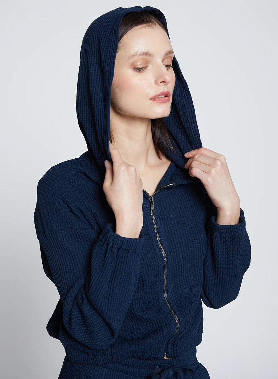 Luxe Thermal Zip Hoodie - New Navy