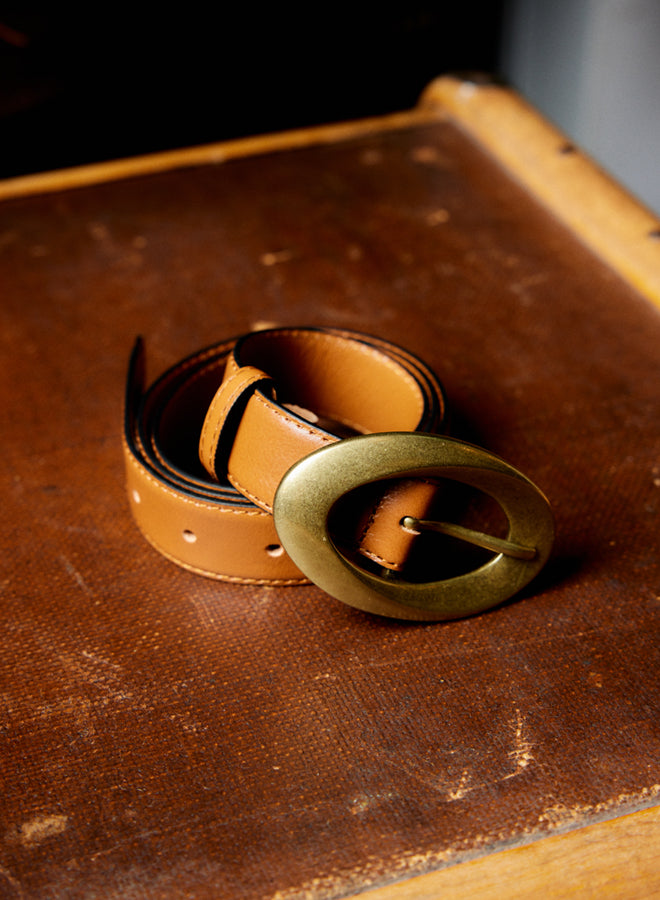 Teodora Calf Leather Belt - Tobacco