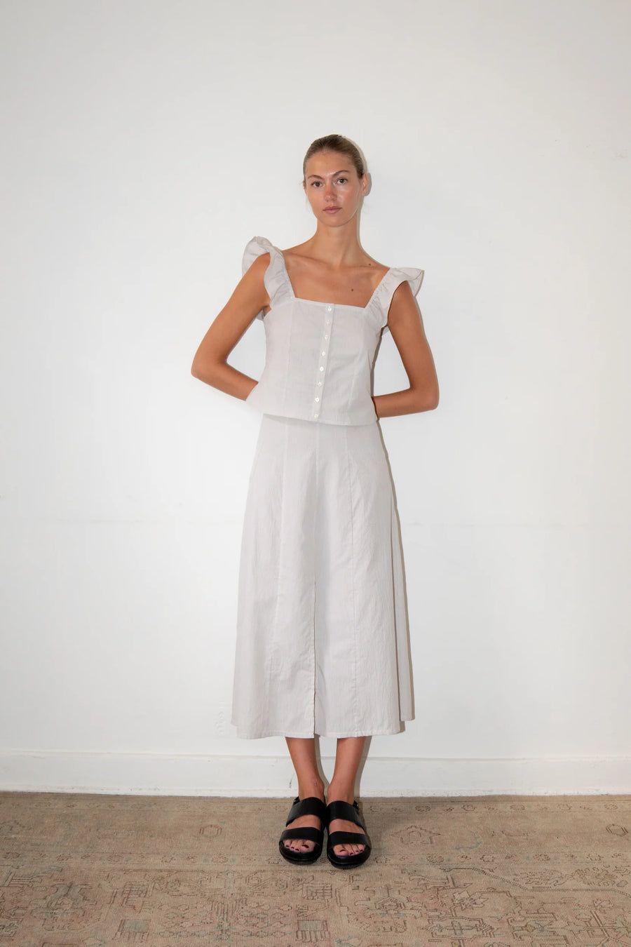 Claude Skirt - Brown Pinstripe