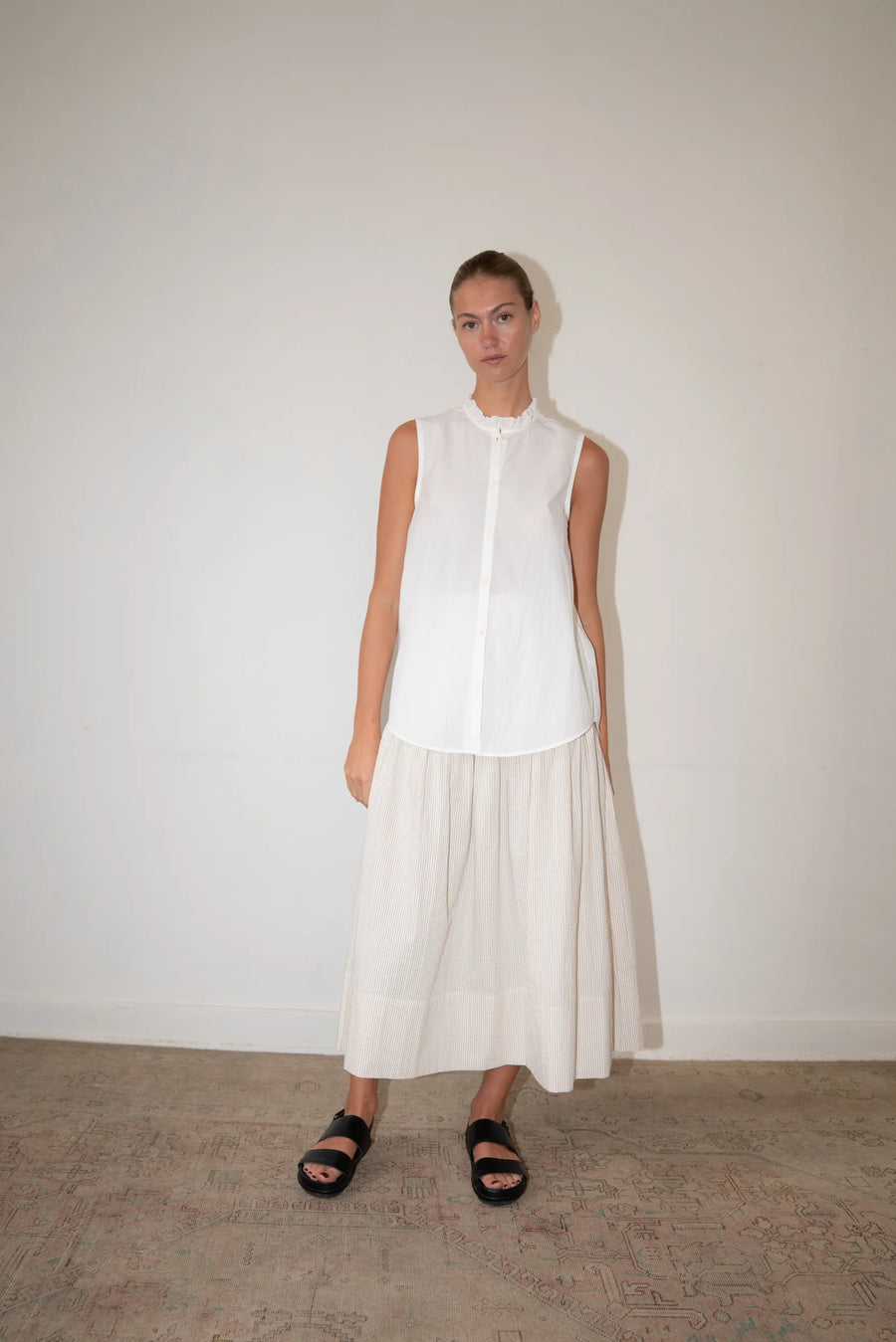 Lia Top - White Pinstripe
