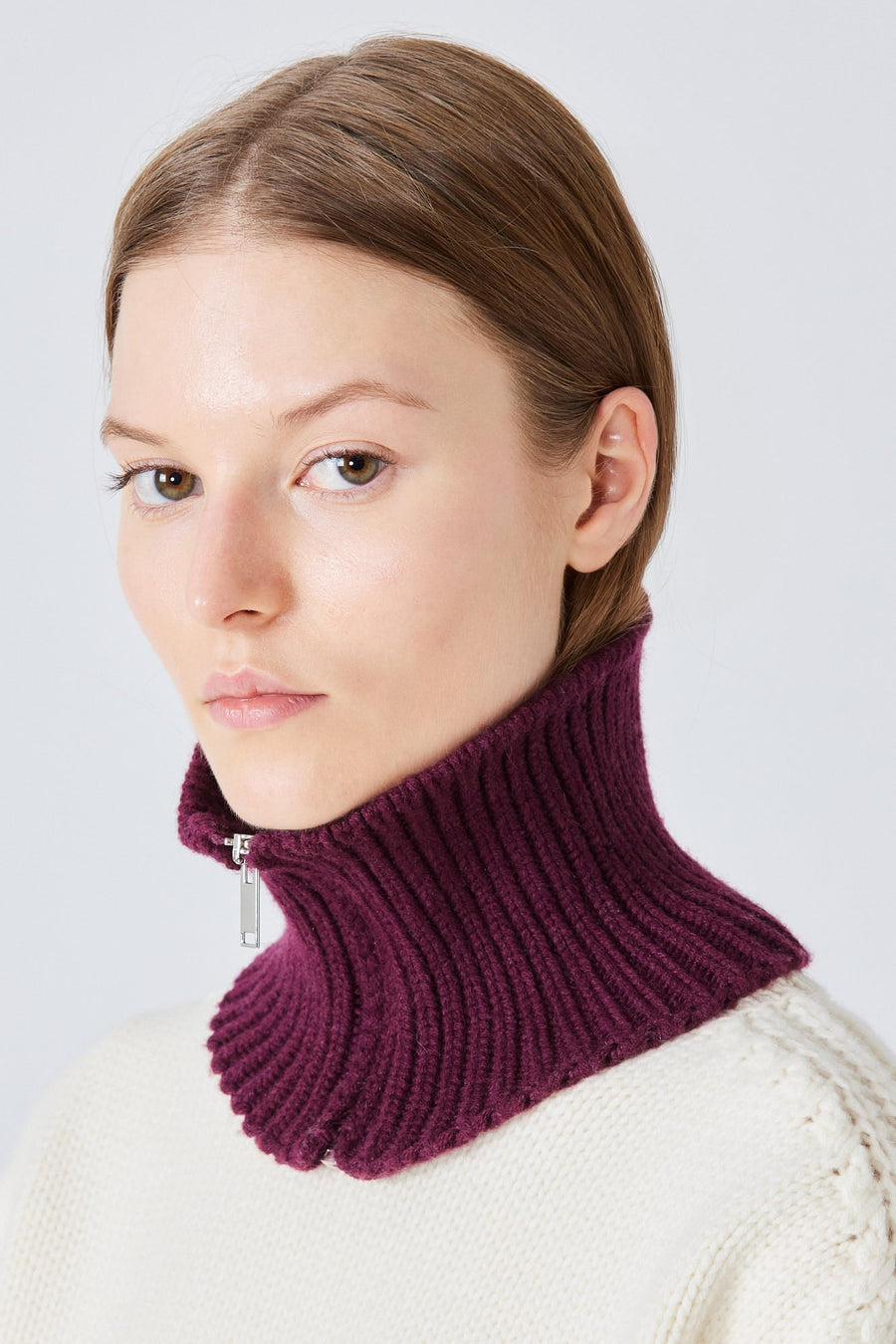 Knit Cashmere Collar - Bordeaux