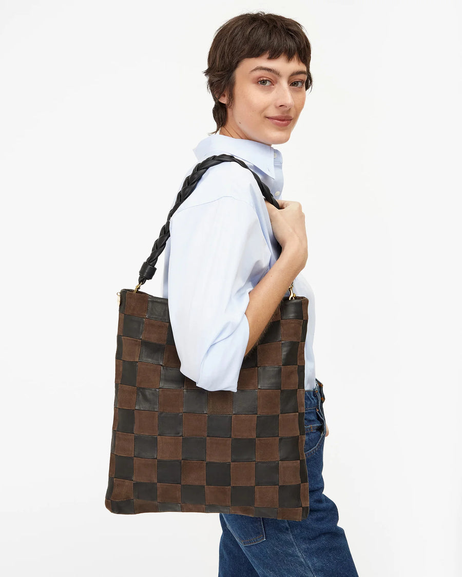 Carryall Clutch - Black/Chocolate Oversized Checker