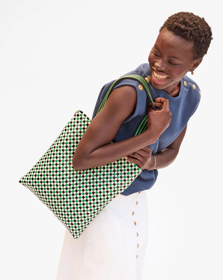 Carryall Tote - Green Apple Multi Woven Checker
