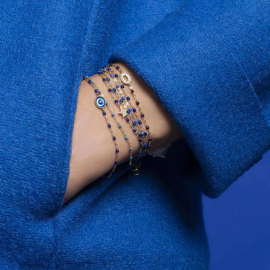 6.7" Classic Gigi Bracelet - Blue + Yellow Gold