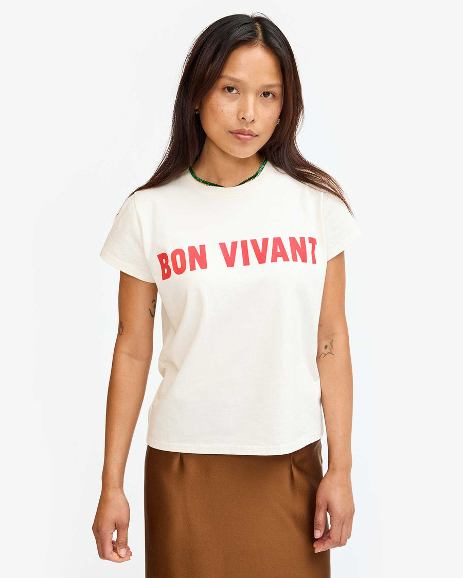 Classic Tee - Cream w/ Bright Poppy Bon Vivant