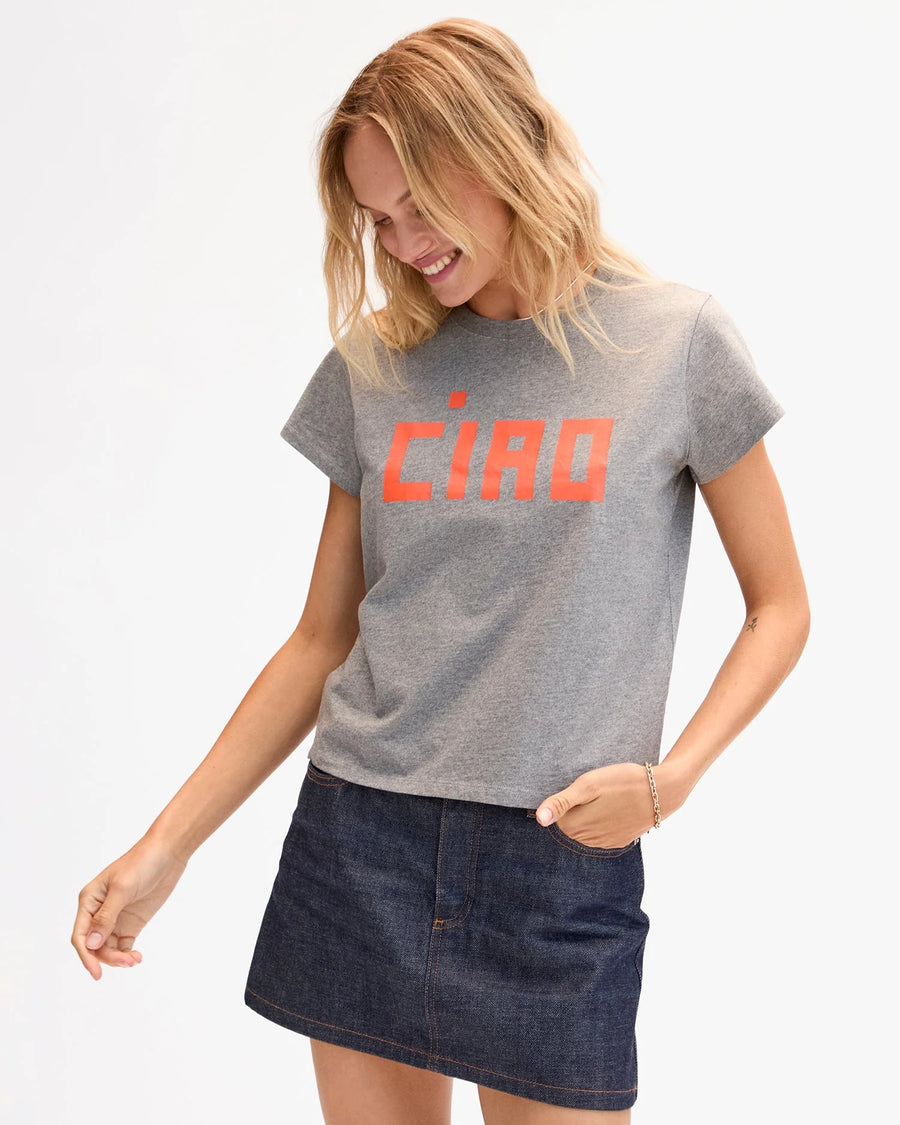 Classic Tee - Grey Melange w/ Safety Orange Block Ciao