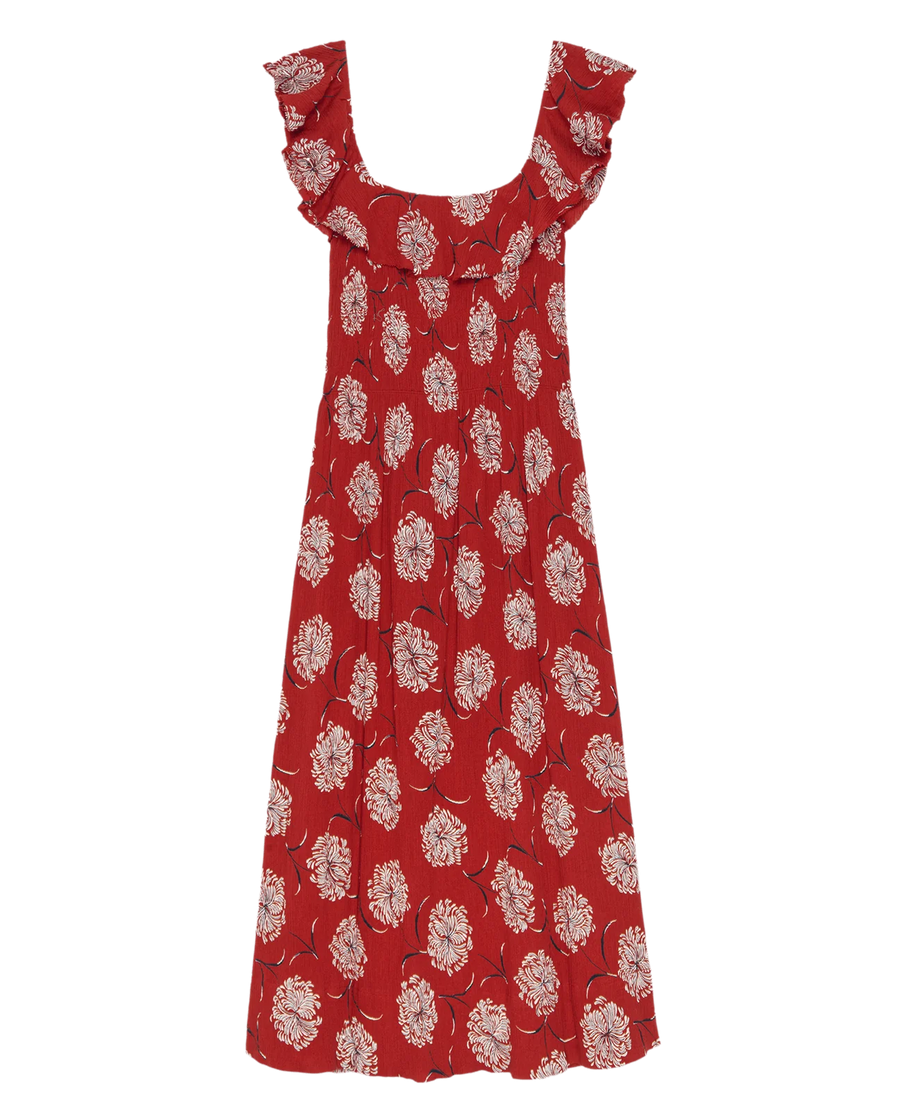 The Havana Dress - True Red Dancing Floral
