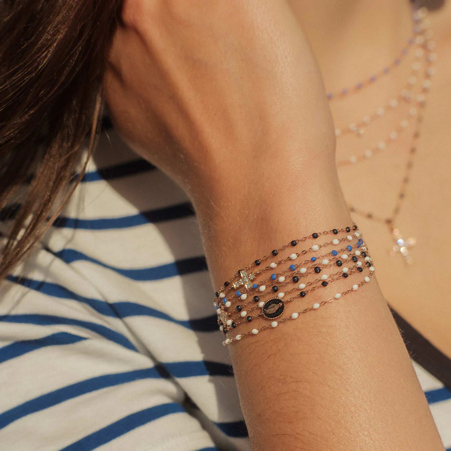 6.7" Classic Gigi Bracelet - Sky + Yellow Gold