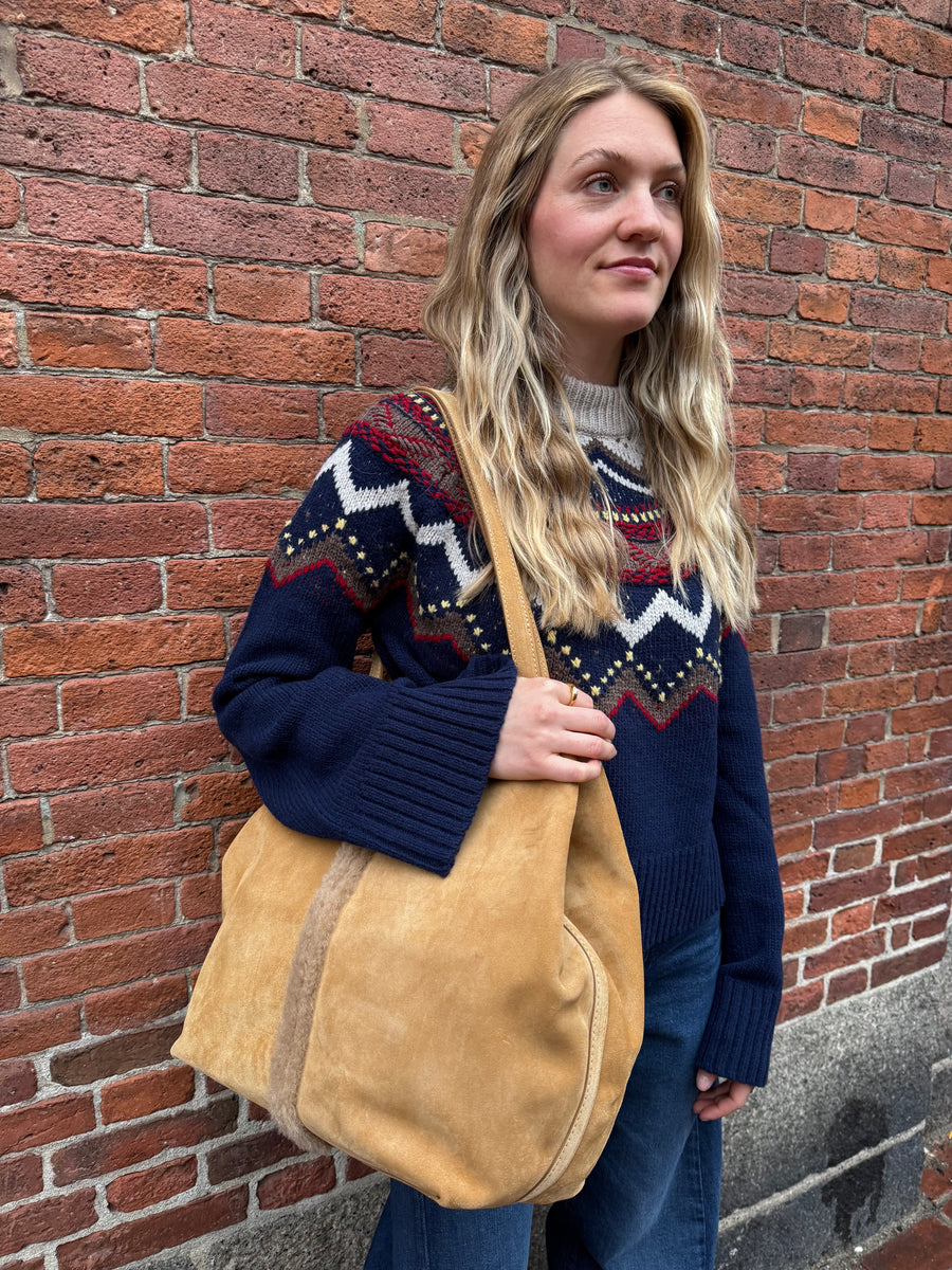 Large Daily Suede Tote Bag - Caramel