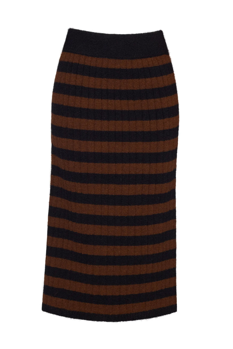 Pia Stripe Tube Skirt - Black & Cocoa Stripe