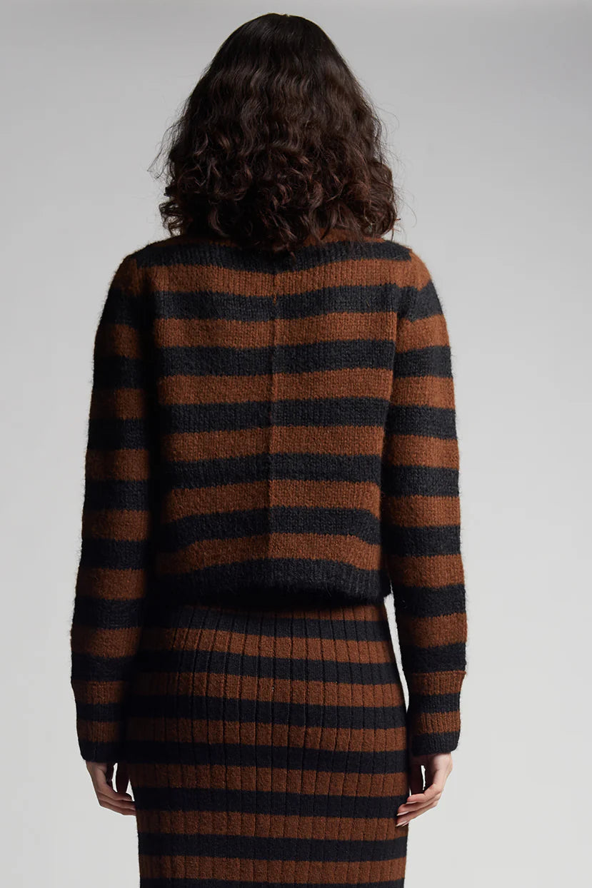 Ava Stripe Sweater - Black & Cocoa Stripe