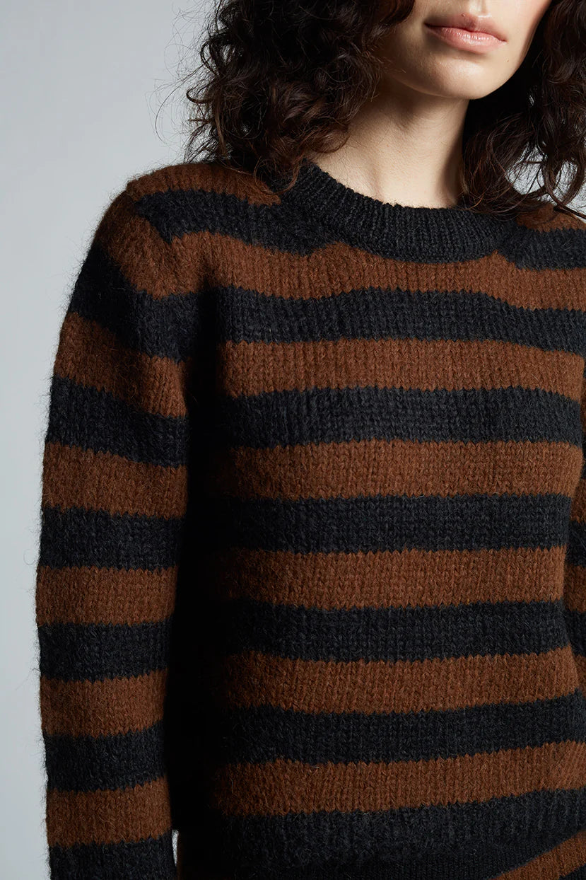 Ava Stripe Sweater - Black & Cocoa Stripe