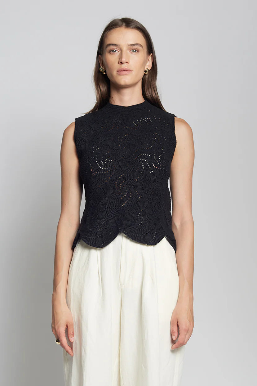 Evie Crochet Top - Black