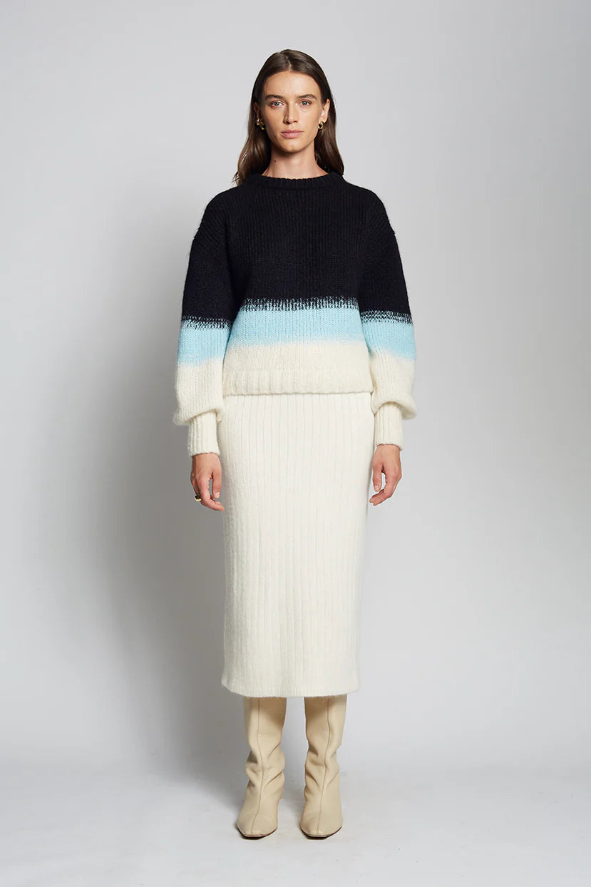 Sonia Color-Block Sweater - Black/Ivory/Mint