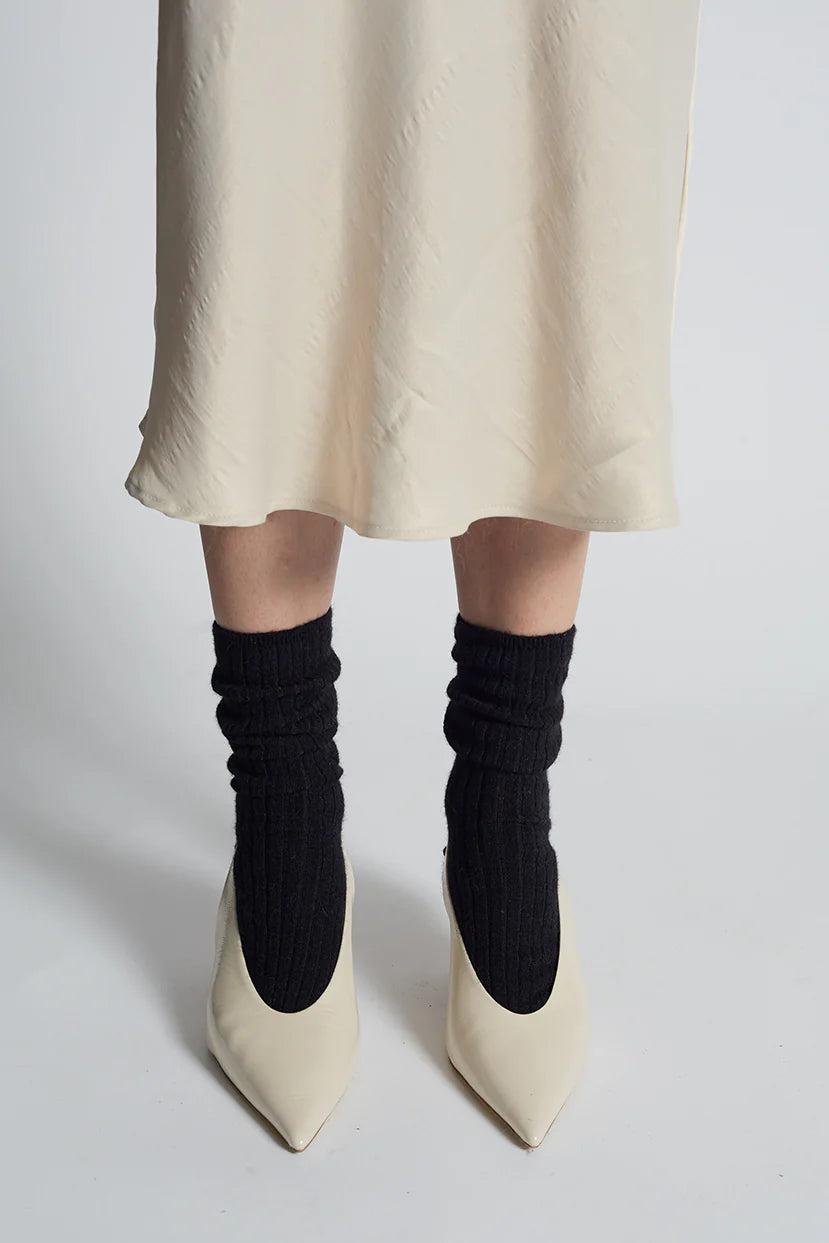 Ali Ribbed Sock - Black