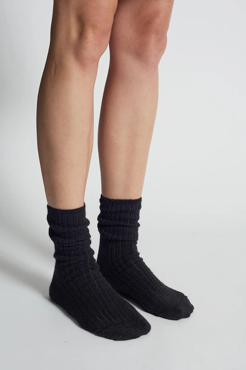 Ali Ribbed Sock - Black
