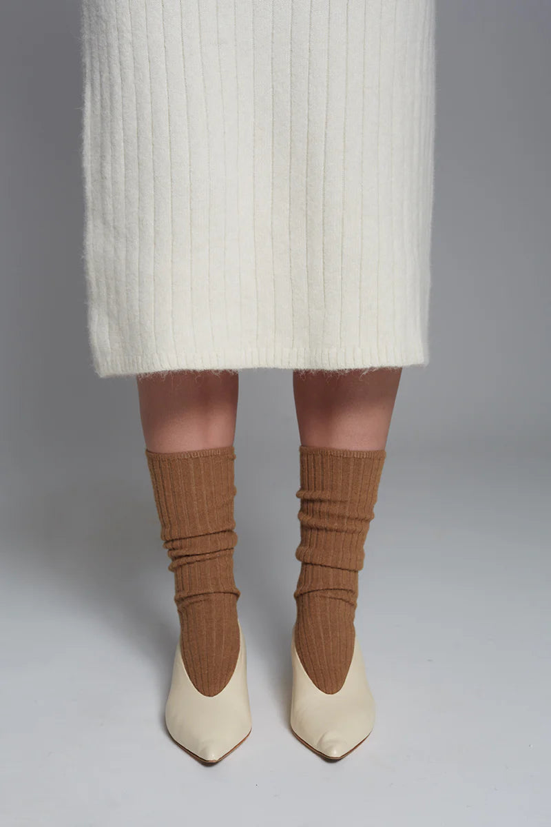 Ali Ribbed Sock - Camel