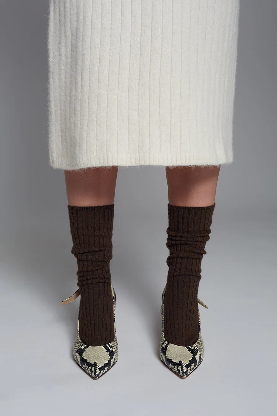 Ali Ribbed Sock - Espresso