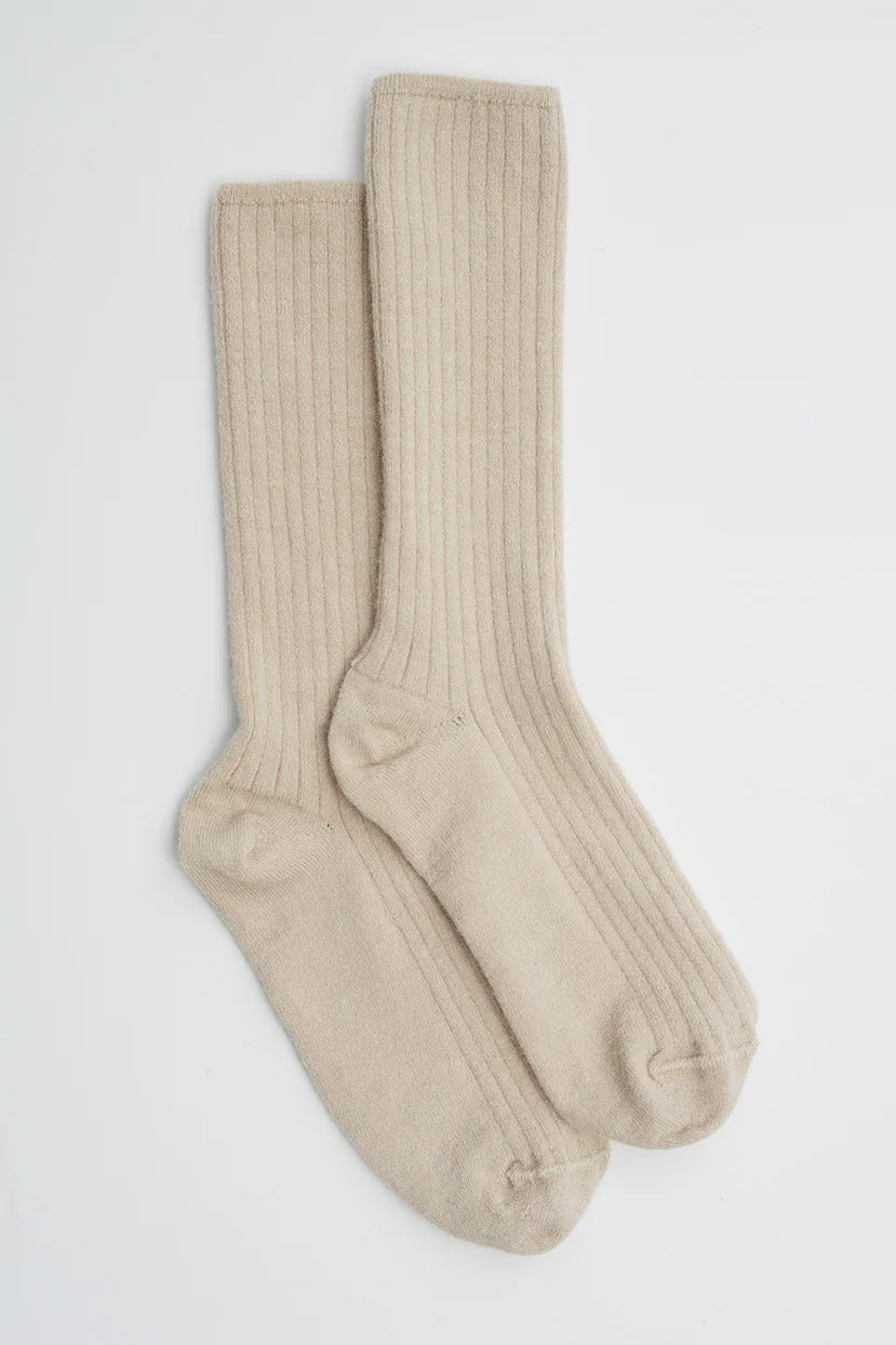 Ali Ribbed Sock - Nude