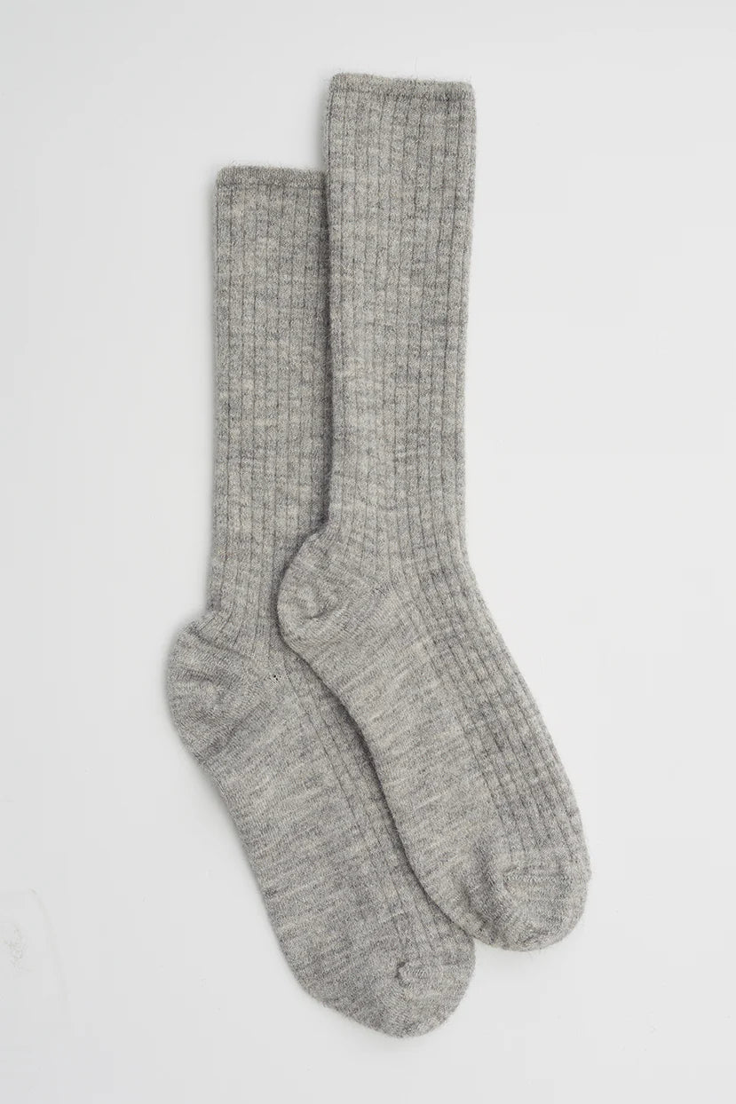 Ali Ribbed Sock - Pale Grey Melange