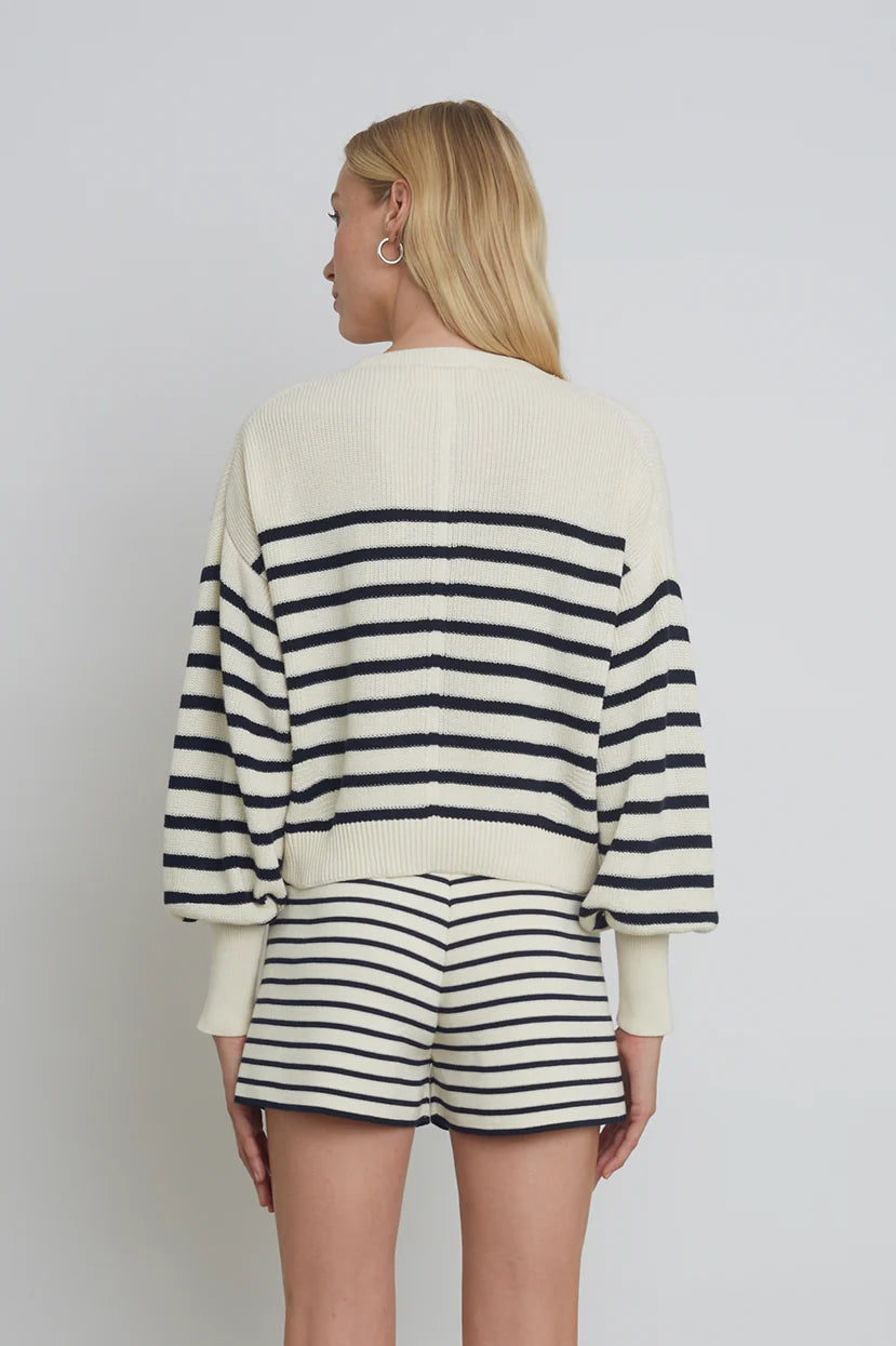 Layla Stripe Sweater - Ivory + Navy