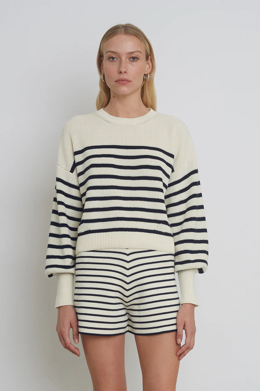 Layla Stripe Sweater - Ivory + Navy