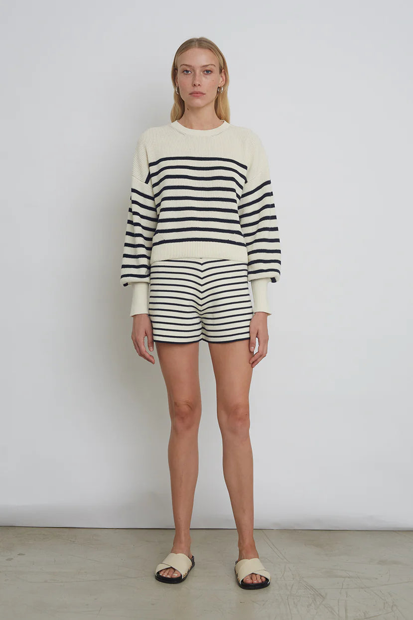 Layla Stripe Sweater - Ivory + Navy