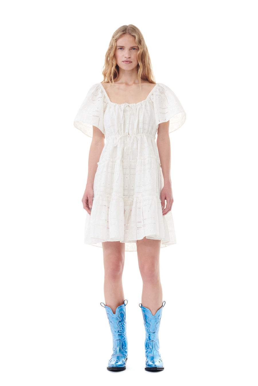 Light Broderie Anglaise Layer Dress - Egret