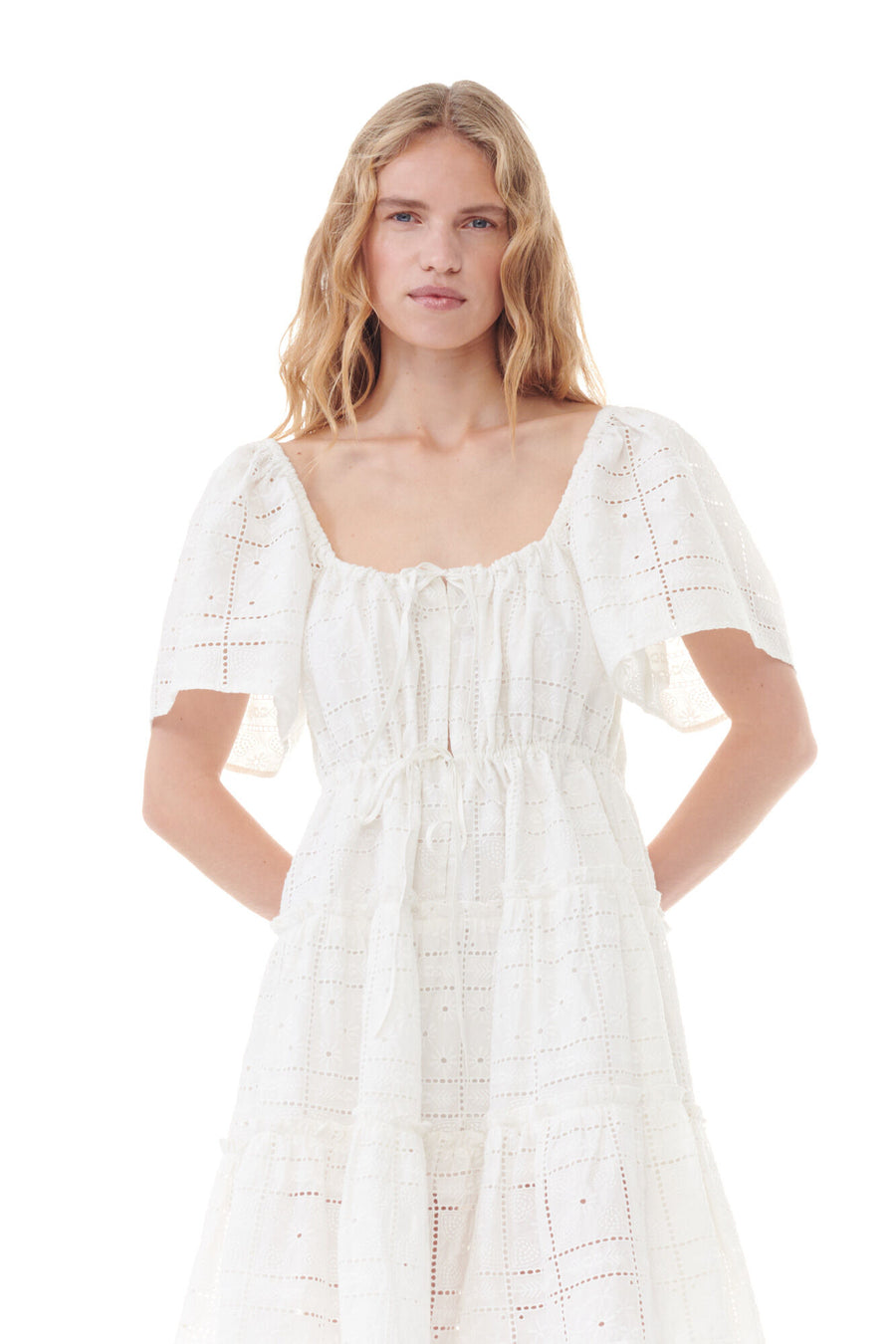 Light Broderie Anglaise Layer Dress - Egret