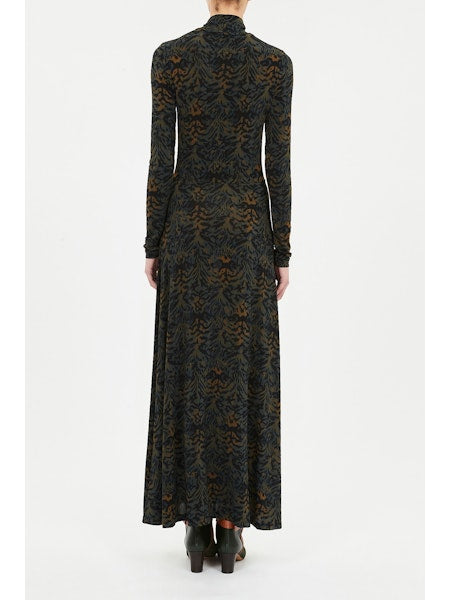 Koa Jersey Ruched Front Turtleneck Dress - Solaris