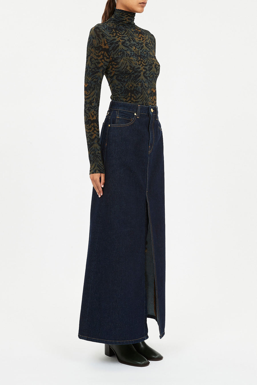 Aurelia Jersey Long Sleeve Turtleneck Top - Jasper