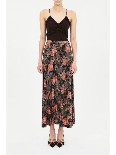Paola High Waist Midi Skirt - Night Lily