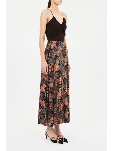Paola High Waist Midi Skirt - Night Lily
