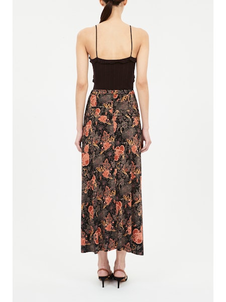 Paola High Waist Midi Skirt - Night Lily