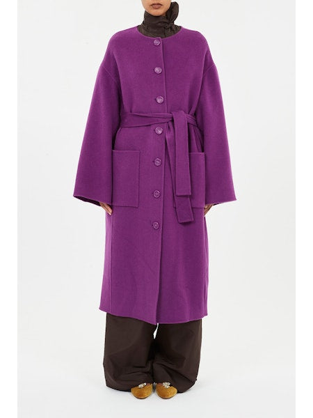 Fernanda Double Faced Wool Coat - Thistle