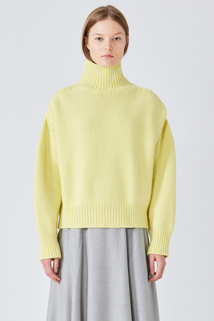 Gaia Cashmere Sweater with Back Slit - Medium Grey