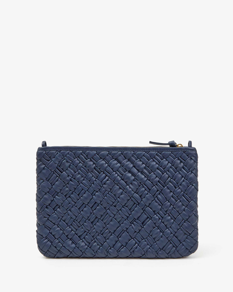 Flat Clutch with Tabs - Bright Navy Puffy Woven