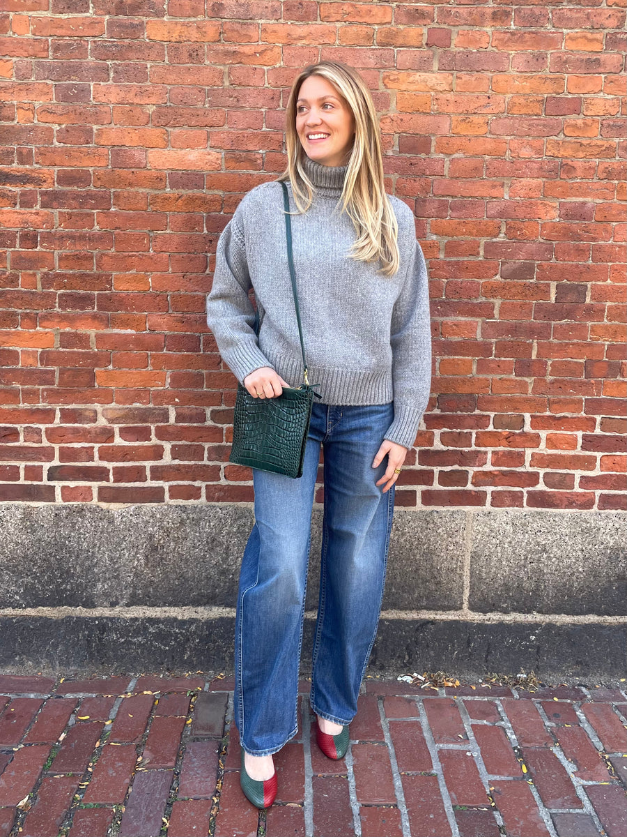 Gaia Cashmere Sweater with Back Slit - Medium Grey