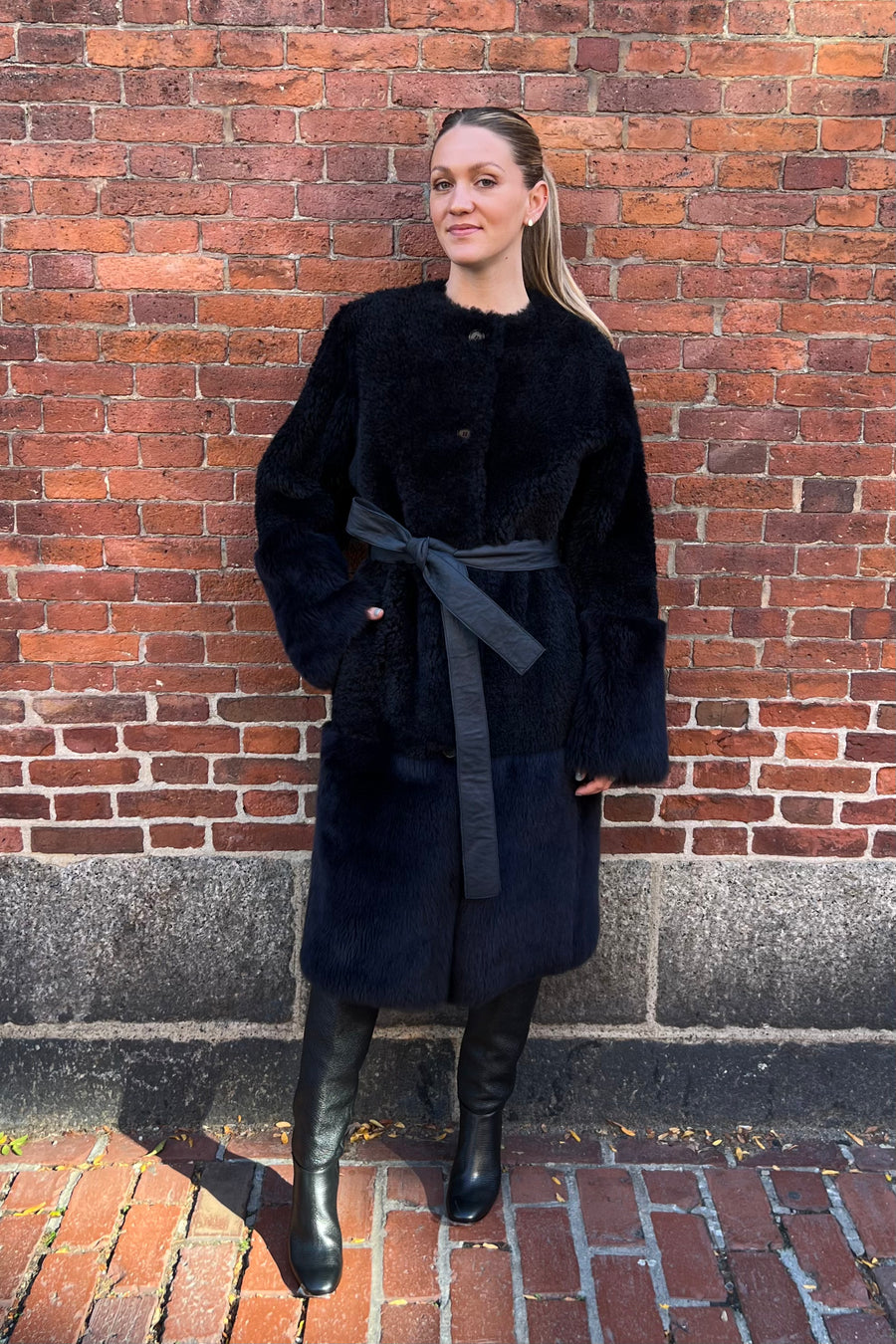 Tina Coat Shearling Combo - Dark Smoke