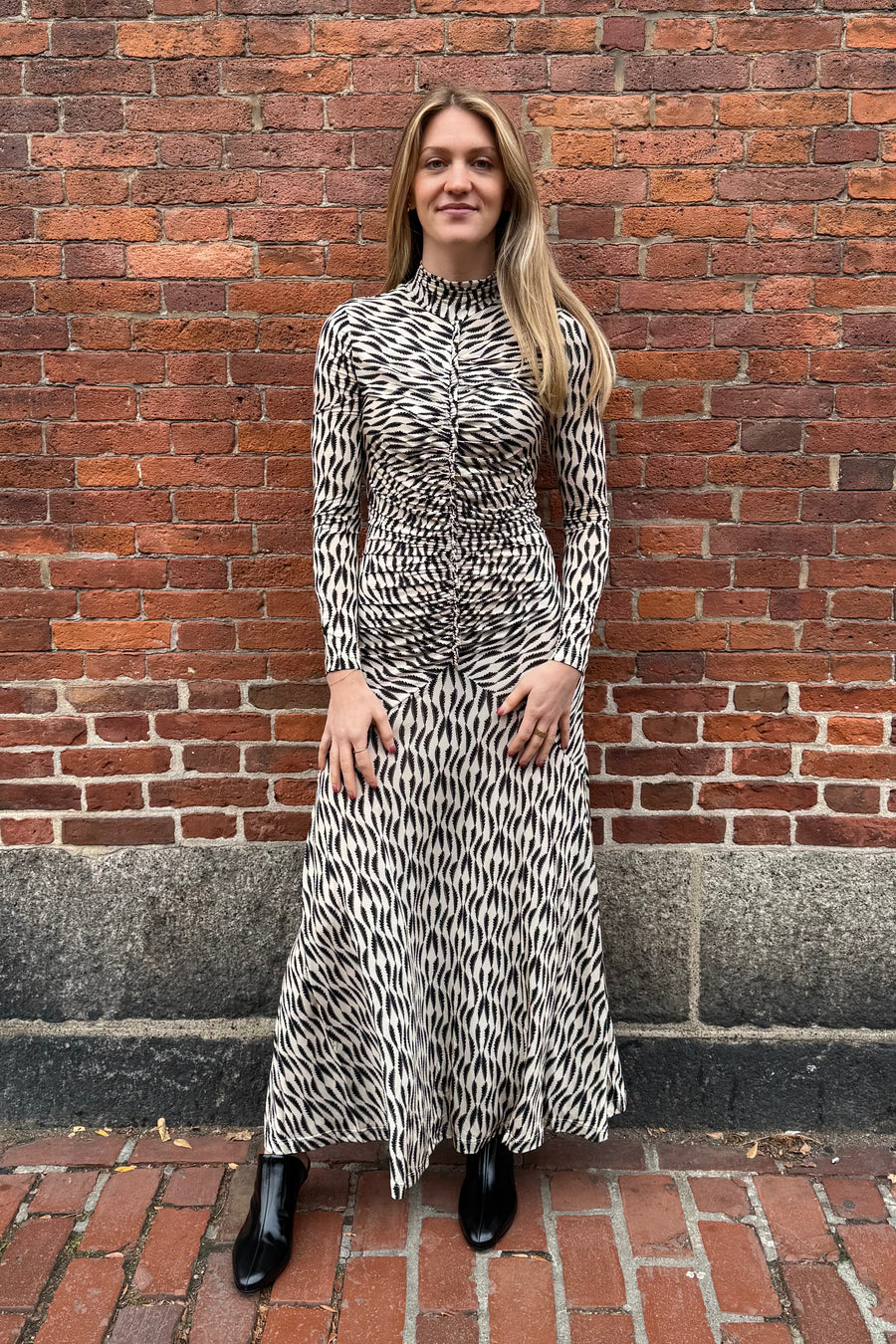 Ida Ruched Turtleneck Dress - Silhouette