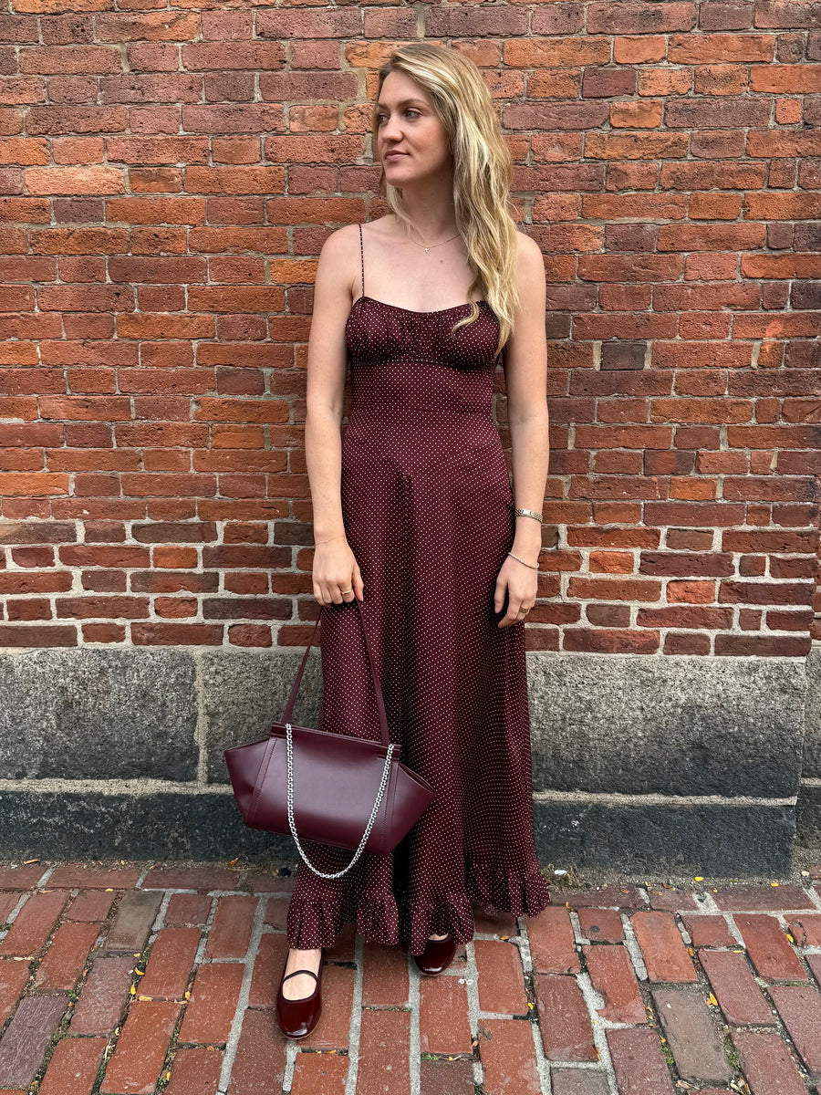 Rosaria Dress - Burgundy Collette Dot (By Phone Order Only)