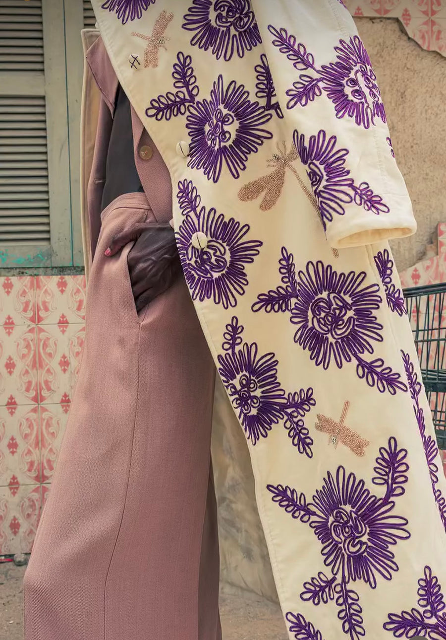 14038_My Coat - "Voila' Une Fleur" Velvet Coat - Rubis