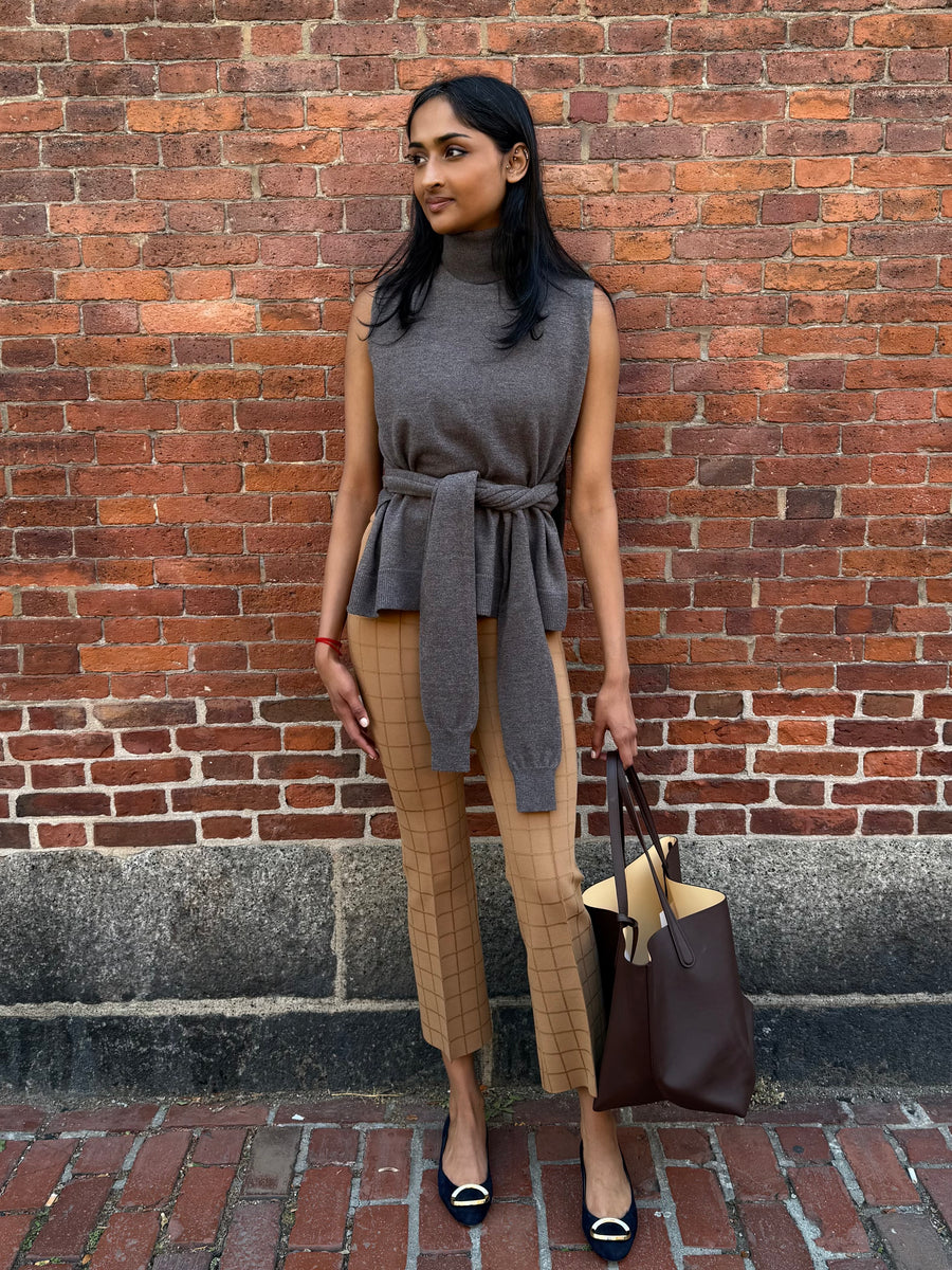 Matte Shine Windowpane Kick Pant - Butterscotch Combo (By Phone Order Only)
