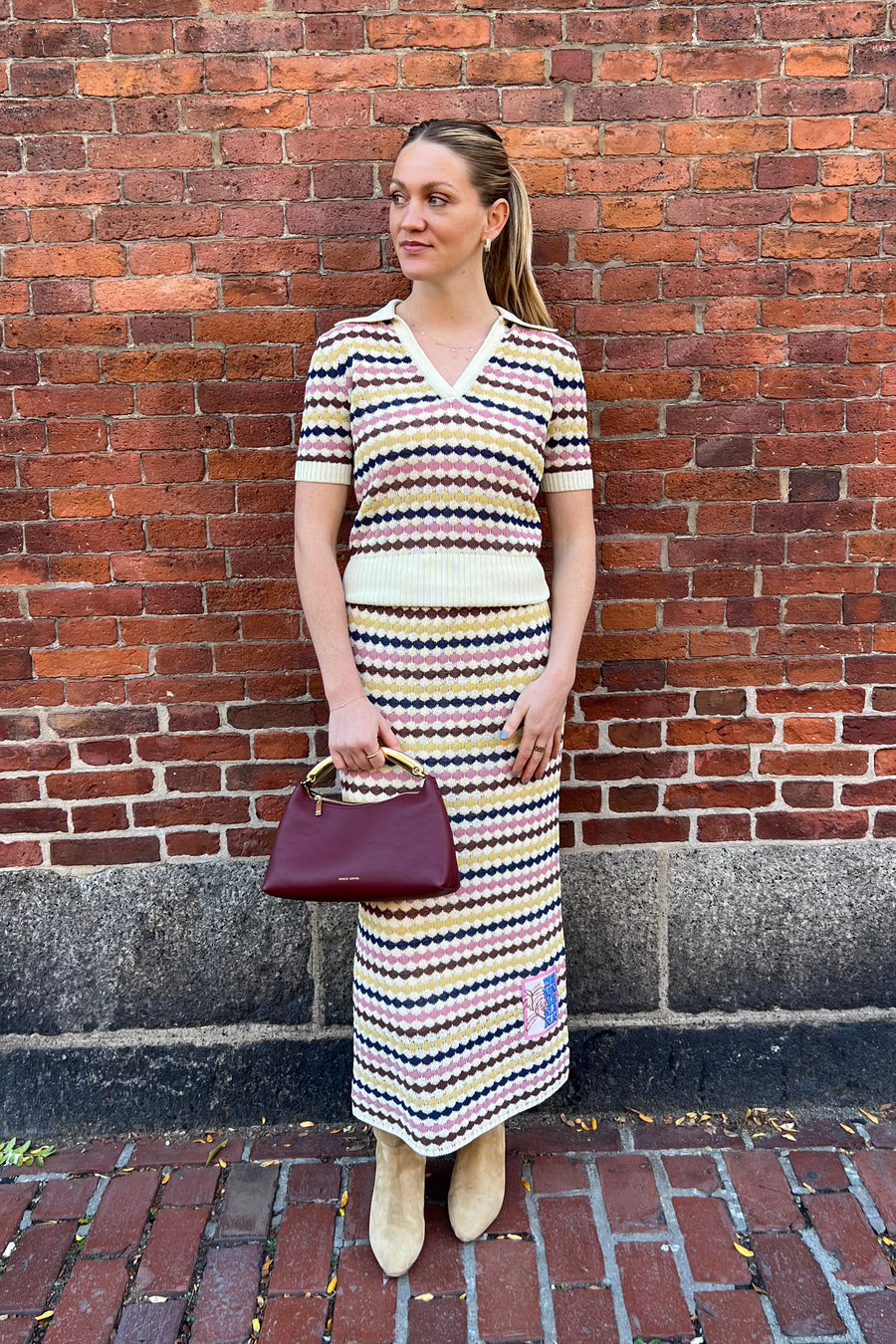 Awaken Scallop Knit Polo - Multi Stripe