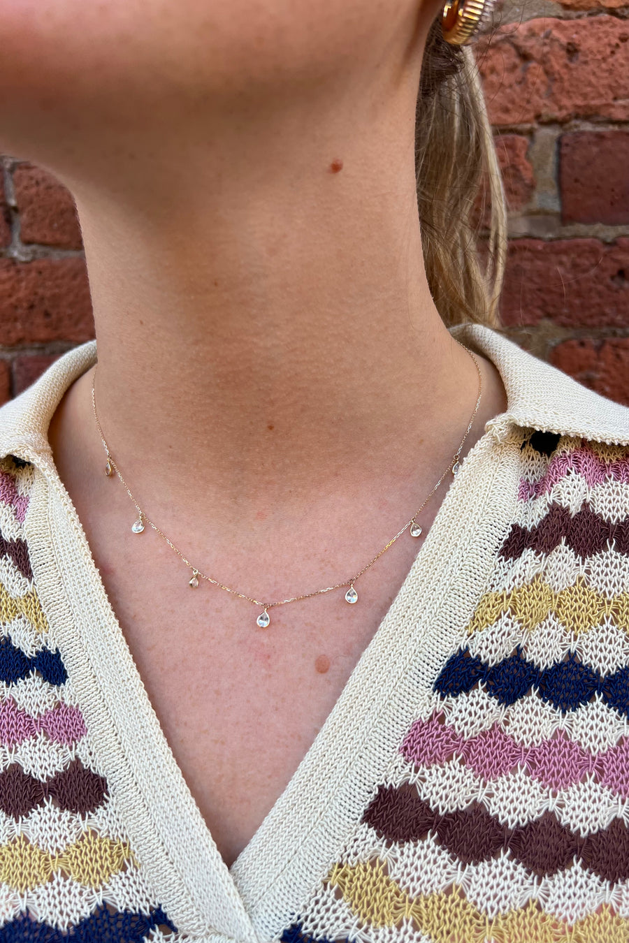 Palerme White Sapphire Necklace - 9K Gold
