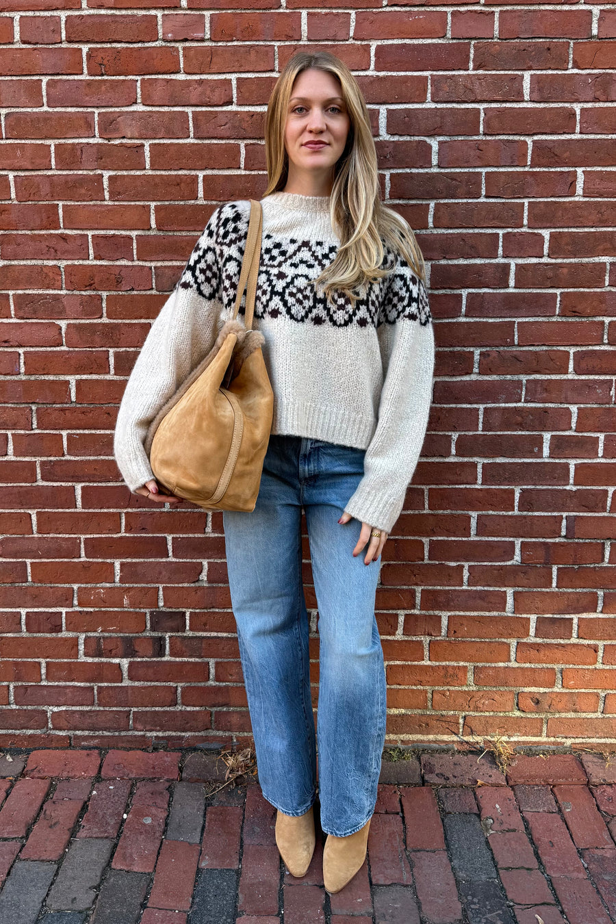 Chrissy Sweater - Beige Melange Fairisle